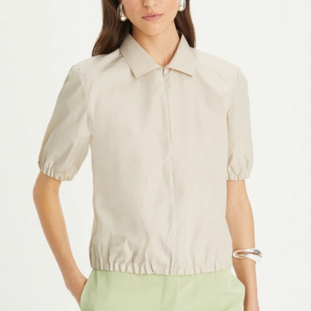 NWT Tory Burch Poplin Zip Polo - Picture 1 of 7